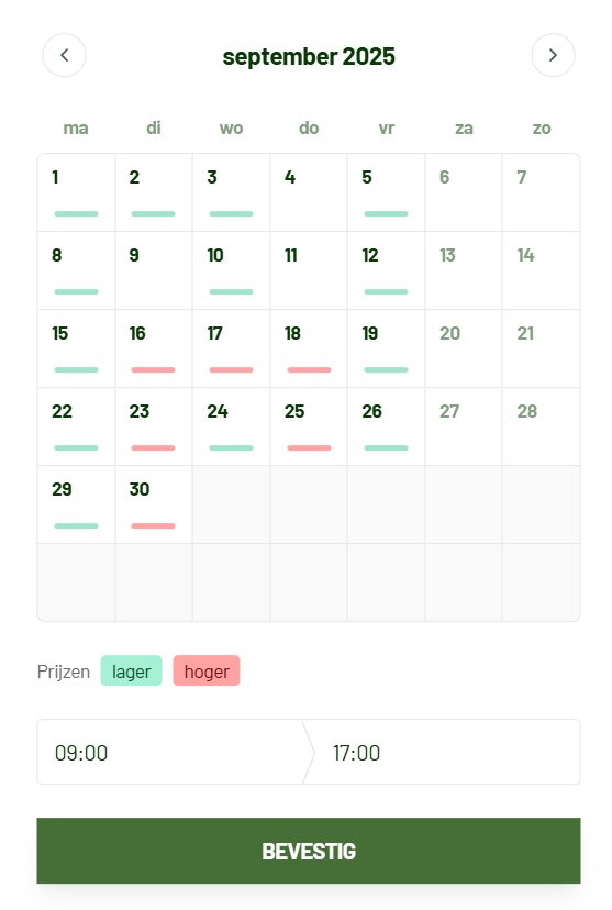Prijsindicator in offertetool KAS